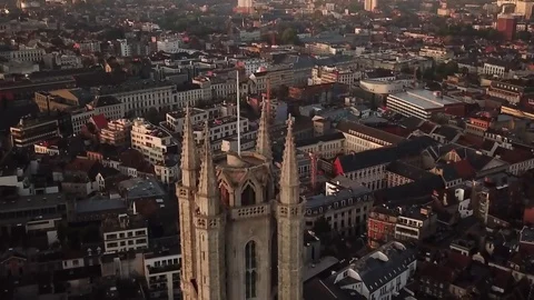 3 towers skyline Gent. Stock Footage 80925608