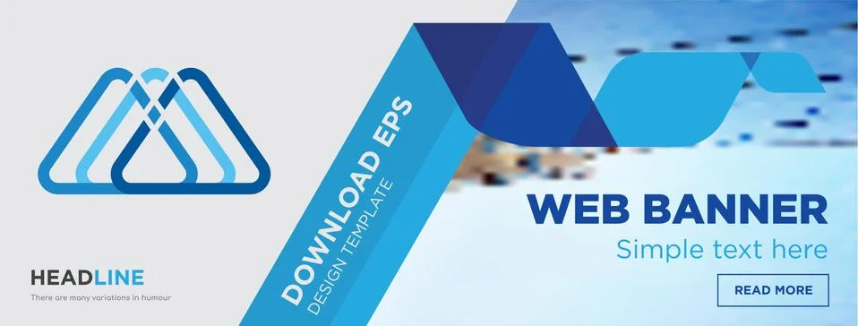 3 triangle horizontal webpage banner template design with flat icon and blue Illustrazione stock gratuita