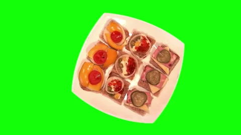 3 types of canapes on plate, top shot Stock Footage 47857025