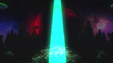 3 UFOs in a Retro animation Stock Footage 239001275