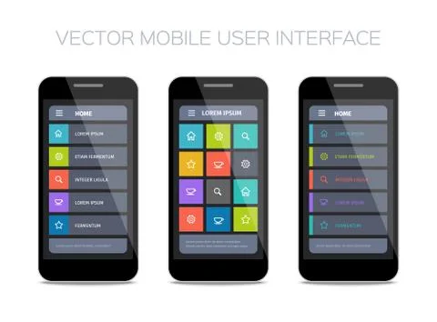 3 vector mobile user interface designs Stock-Illustration