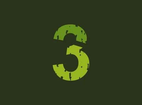 3 vector number made of grungy, grunge texture. Rubber stamp imprint style. F 스톡 일러스트