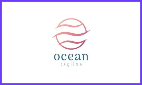 3 waves of water in a circle with rose gold color Stock Illustration