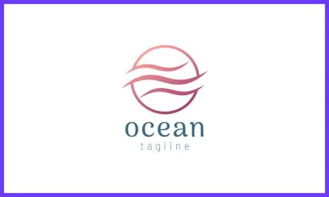3 waves of water in a circle with rose gold color Stock Illustration