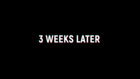 3 weeks later text glitching modern effect for movie word animation Vídeo Stock 313335416