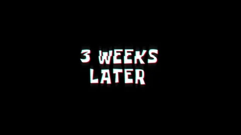 3 weeks later text glitching modern effect for movie word animation Stock Footage 313335417