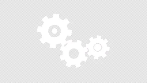 3 white gears spinning. Group of gears. Gears rotating animation and cogwheel Stock Footage 334656310