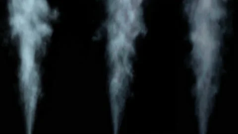 3 white smoke streams rises on black backgrond Stock Footage 220929917