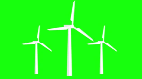 3 Wind Turbines Isolated 스톡 동영상 265467525