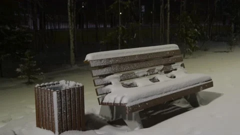 3 Winter night park bench Stock Footage 164603252