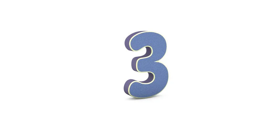 3 written Three written 3D text in white background 스톡 일러스트