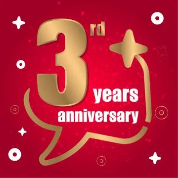 3 year anniversary celebration, vector design for celebrations, invitation cards Stock Illustration