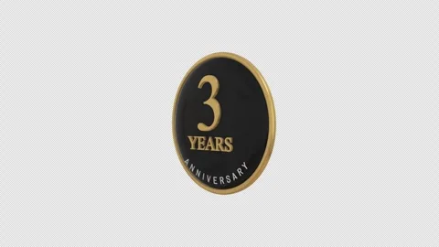 3 years anniversary rotate icon for cermony  Stock Footage 296920011