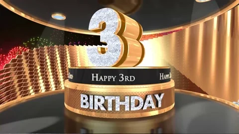 3 years birthday with fireworks Stock Footage 231885448