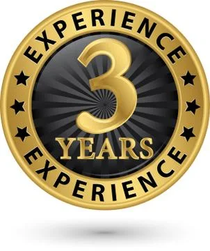 3 years experience gold label, vector illustration Stock Illustration