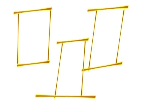 3 Yellow gold space boxes on white background Stock Illustration