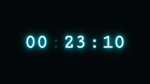 30 to 0 Second Neon Countdown Timer with Milliseconds, Reaching Zero Stock Footage 342946775