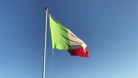 30 09 2018 - Guiglia, Modena - ITA flag waving in the wind Stock Footage