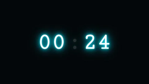 30 to 1 Second Neon Digital Countdown Timer, Stops at One, Cyan to Red 스톡 동영상 342946744