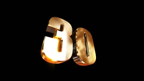 30, 3d golgen text number on black background 스톡 동영상 127600981
