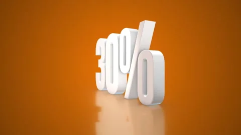 30% 3D Text spinning on an orange background. 360 Looped video. 4K 動画素材 276684620