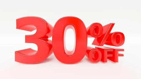 30% off 3d text on white background Stock Illustration