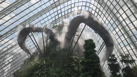 30 April 25 - Singapore - Cloud Forest at Garden by the Bay. Stock Footage 336971491
