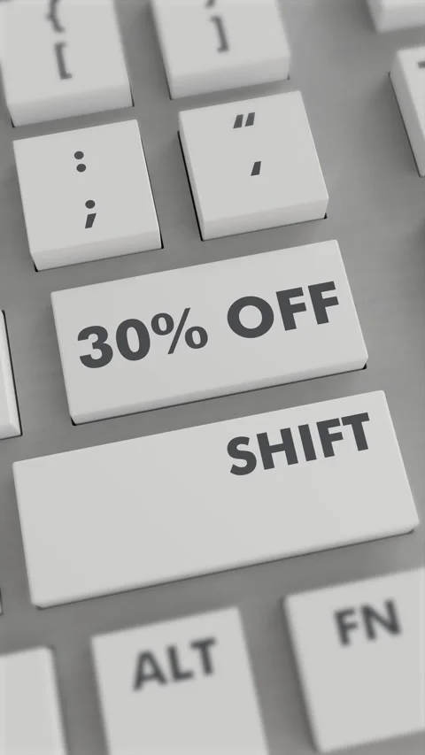 30% OFF BUTTON PRESSING ON KEYBOARD Vertical Video Video stock 302438816