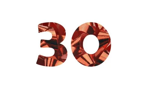 30 - Close-up red gift loop with cut out number 30 Stock Photos
