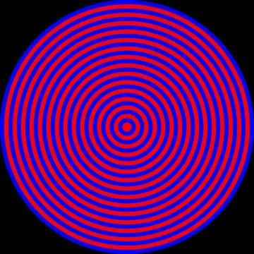 30 concentric circles equal thickness in alternating red and Blue colors Stock Illustration