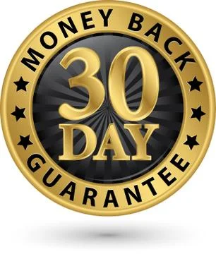 30 day money back guarantee golden sign, vector illustration Stock Illustration