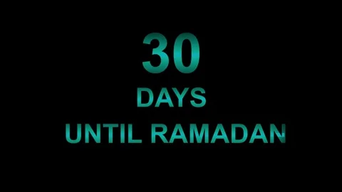 30 Days Until Ramadan Countdown Text with Islamic Symbols 4K Stock-Footage 332157510
