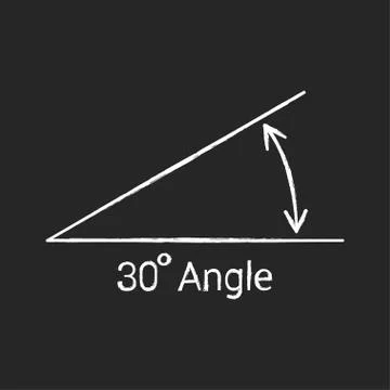 30 degree angle chalk icon, isolated icon with angle symbol and text Stock Illustration