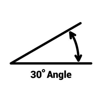 30 degree angle icon, isolated icon with angle symbol and text Stock Illustration