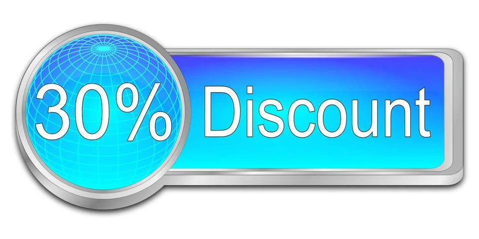 30% Discount button - 3D illustration Stock Illustration