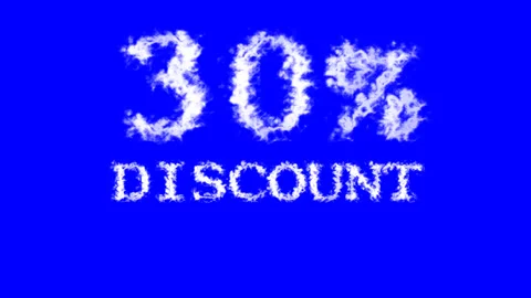 30% discount cloud text effect blue isolated background Stock Footage 139640079