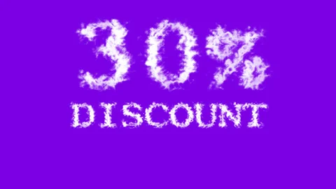 30% discount cloud text effect violet isolated background Stock Footage 139640176