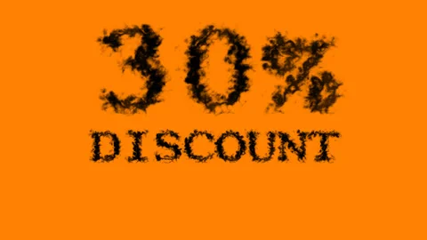 30% discount smoke text effect orange isolated background Stock Footage 139627946