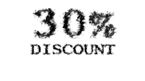 30% discount smoke text effect white isolated background Stock Footage 139627967