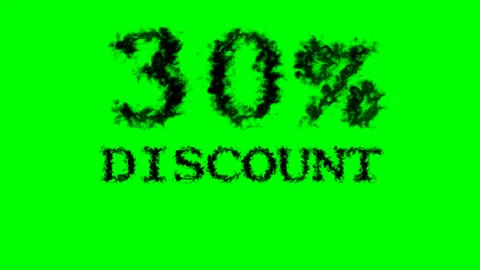 30% discount smoke text effect green isolated background Stock Footage 139628013