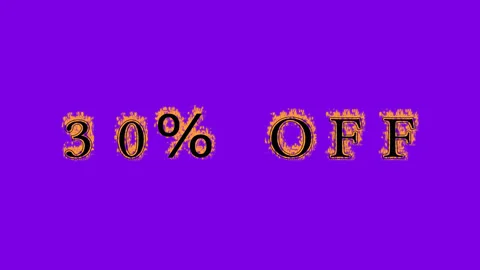 30% Off fire text effect violet background Stock Footage 136066394