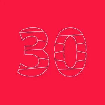 30 font, linear stroke number. Modern trendy, creative style design. For logo Stock Illustration