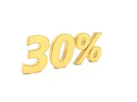 30% gold numbers on a white background. Stock-Illustration