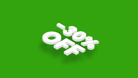 -30% off isometric animation on green screen. Video stock 259840829