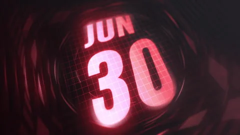30 June in 3d motion graphic. Infrared calendar in futuristic and tech glow Stock Footage 292940472