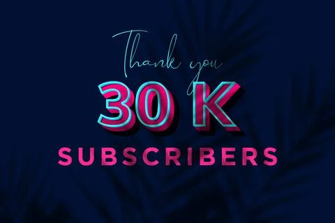30 k subscribers celebration greeting banner with Pink Extrude Design Stock Illustration