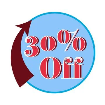 30% off label, flat vector illustration Illustrazione stock