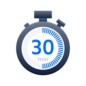 30 min timer and Stopwatch icons. Countdown symbol. Kitchen timer icon. Vector Stock-Illustration
