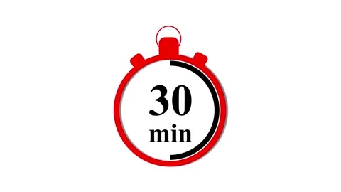 30 minute countdown timer animation, red stopwatch for time management and .. 스톡 동영상 332965272
