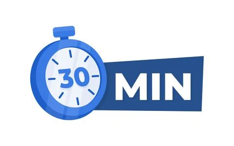 30 Minute Countdown Timer Icon Blue Stopwatch for Time Management and Stock-Illustration